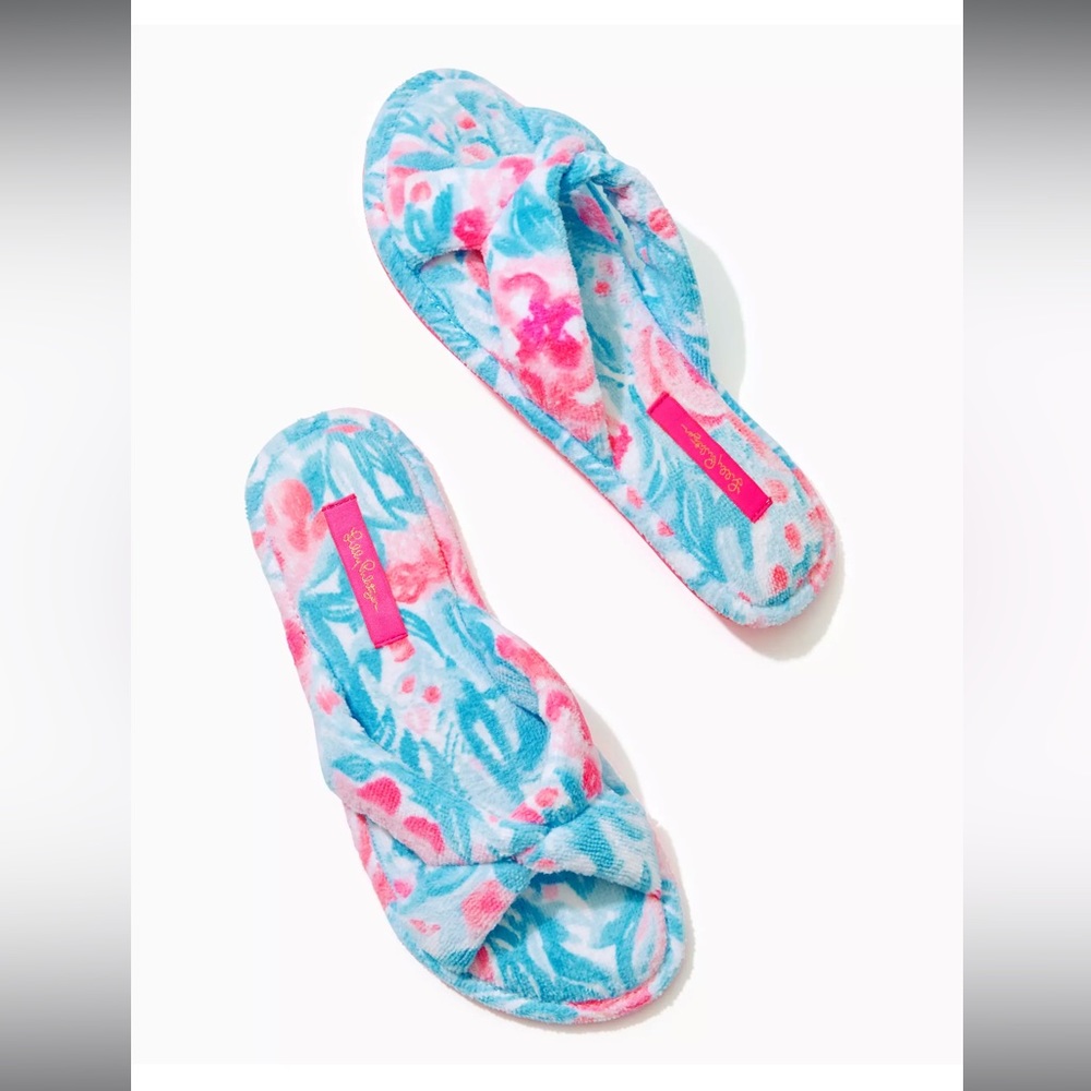 Lilly Pulitzer Women’s Printed Velour Terry Slippers ~ Size: 7/8 - Picture 4 of 4